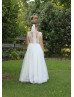 Ivory Lace Tulle Sheer Back Flower Girl Dress